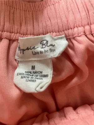 Peach‎ Printed Maxi Skirt with Drawstring Waist Pink Size M thumbnail 3