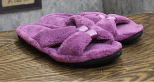 Isotoner Terry Double Band Non-Slip Slippers Purple 7.5-8 thumbnail 1
