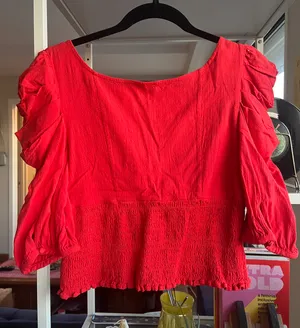 Free People Red Ruffled Blouse thumbnail 6