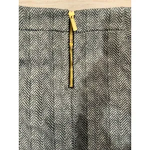 Michael Kors Herringbone Black & White Pencil Skirt Brass Zipper Size 4 thumbnail 4