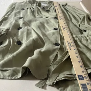PNLP Sage Green Double Breasted Tie Waist Roll‎ Tab Sleeve Trench Lightweight thumbnail 9