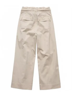 AE Stretch Paperbag Wide-Leg Crop Pant American Eagle Latte Beige NWT 6R thumbnail 5