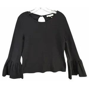 Anthropologie Porridge Joan Bell Sleeved Top Womens M Black Ribbed Boho‎ Chic thumbnail 2