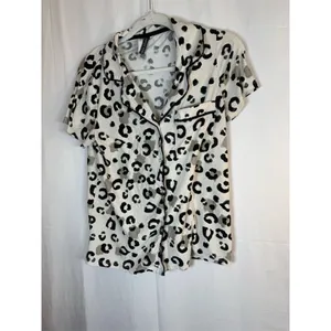 Jaclyn Intimates Pajama Set Womens Small Ivory Animal Print Button Top thumbnail 2