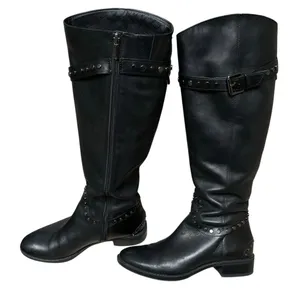 Sam Edelman Paxton Women's 6.5 black leather‎ studded tall moto riding boots thumbnail 1