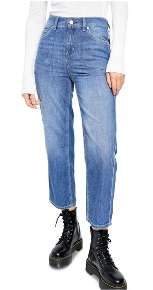 Free People Womens Chloe Baby Denim Cropped Straight Leg Jeans Blue Small thumbnail 1