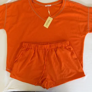 Ekouaer Lounge Set‎ Orange Cozy Soft Girl Athleisure Matching Set L thumbnail 2