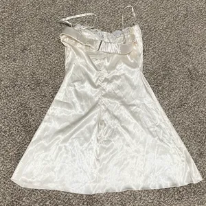 Satin Lace Mini Dress White thumbnail 3