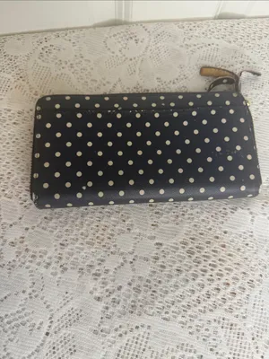 Kate Spade Navy blue Polka Dot Zip Around Wallet with Gold Logo thumbnail 5