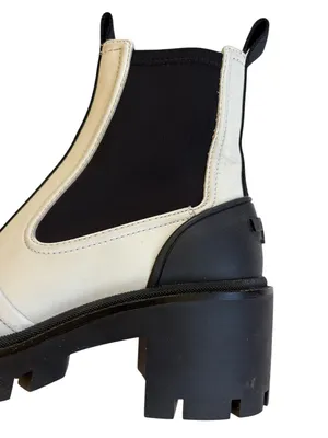 Tory Burch Leather Chelsea Lug Sole Ankle Boots Ivory Black Size 8.5 Retail $428 thumbnail 10