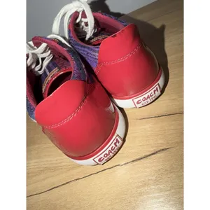 Coach Women's Barrett Plaid Patent Leather Sneakers Y2K Purple Pink Size 7.5 J thumbnail 5