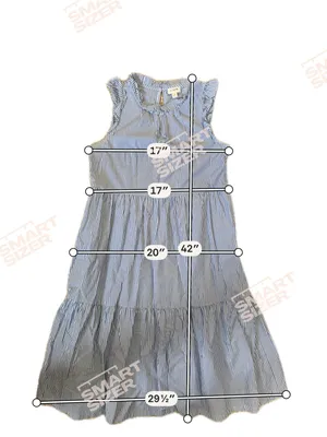 J.Crew Seersucker Coastal Blue White Stripe‎ Tiered Midi Dress Pockets 4P thumbnail 7