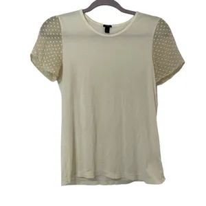 J Crew Light Yellow Sheer Swiss Dot Sleeve Top Womens XS Girly Romantic Blouse thumbnail 2