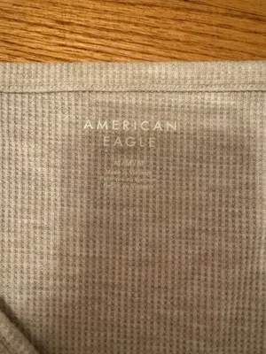 Beige ish Brown American Eagle Waffle Knit Long Sleeve Top thumbnail 2