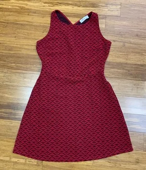 Hollister Fit & Flare Dress Womens Size Medium Red Geometric‎ Sleeveless Casual thumbnail 1