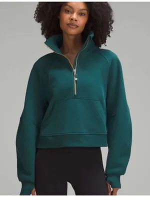 Lululemon Oversized Funnel-Neck Half Zip Scuba Storm Teal w/Gold Zipper size M/L thumbnail 1