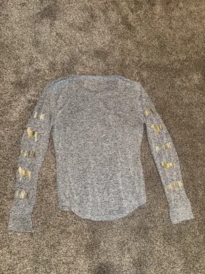 PINK Victoria's Secret Gray Space Dye Long Sleeve Campus Crew Neck Shirt thumbnail 5