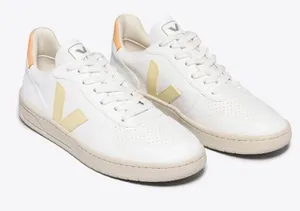 Veja V10 CWL White Sun Peach Trainers Vegan Leather Eco Friendly Lace Up Sz 6 thumbnail 1
