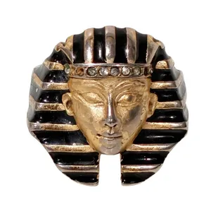 Vintage Erwin Pearl Egyptian Revival King Tut Fashion Ring Gold Tone Size 8.5 thumbnail 1