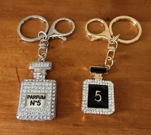 Rhinestone Perfume Bottle Bag Charms Keychain Set N°5 & 5 Glam Bling NWOT thumbnail 1