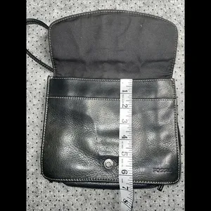 FOSSIL Crossbody Bag Purse Black Leather‎ Organizer thumbnail 7