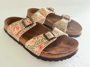 Birkenstock Arizona Sandals Cheetah Floral Buckle Slip Footbed Medium Narrow 37 thumbnail 1