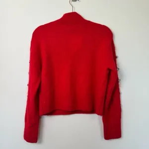 NWT & Other Stories Red Mohair Wool Rhinestone Cropped Sweater XS thumbnail 10