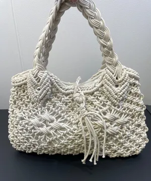 Women's Handmade Macrame/Crochet White Hand bag SKU 4278 thumbnail 1