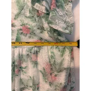 Disney Princess Floral Lace Cold Shoulder Dress XL Green Pink White Crochet Trim thumbnail 8