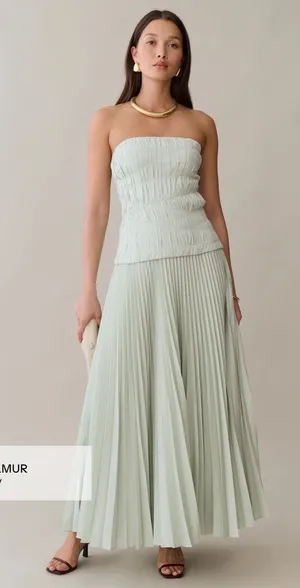 NWT o.p.t Ada Dress size 4 seafoam green strapless pleated maxi Few Moda thumbnail 1