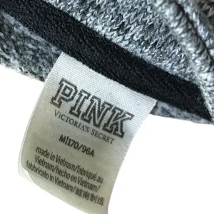 Victorias Secret PINK Heather Gray Quarter Zip Kangaroo Pocket Knit Sweatshirt M thumbnail 12