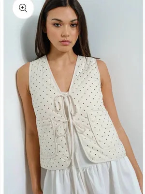 PrettyGarden Polka Dot Quilted Vest Size Large - C10-040 thumbnail 1