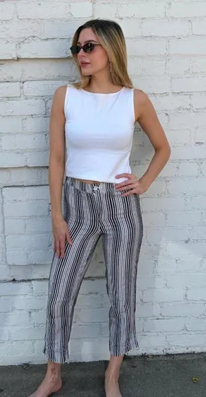 Brandy Melville white & black striped pants / waist 24 thumbnail 1
