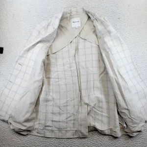 Madewell Dorset Blazer Linen Blend Windowpane Plaid Beige‎ AI160 Womens Small thumbnail 3