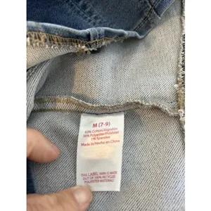 No Boundaries Womens Denim Bustier Crop Top‎ Medium Wash Blue Smocked Back M 7-9 thumbnail 4