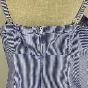 Striped Blue and White Poplin Lace Up Corset Tank Top Size 1X thumbnail 10