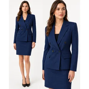 Christian Dior The Suit Vintage Blue Glen Plaid Skirt Set Double Breasted Size 8 thumbnail 3