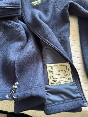 L.L bean navy polar fleece hoodie zip up jacket small med thumbnail 13