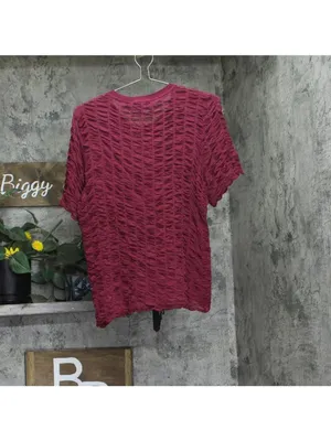 NWT DKNY Textured Ruched Superfine Texture Top P52SAW83 Beet Red L thumbnail 6