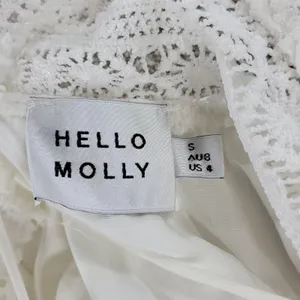 Hello Molly Crochet Lace Dress Womens 4 White Tie Back Summer Beach Vacay Boho thumbnail 10