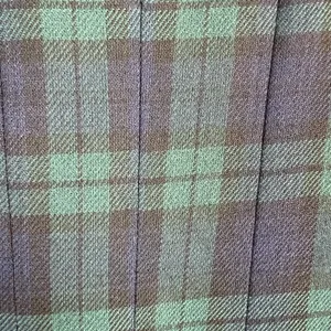 Vintage Tartan‎ Plaid Maxi Dress Womens 4 Green Navy Pleated A-Line Gold Buttons thumbnail 9