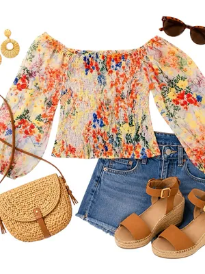 Anthropologie Rouen Floral Smocked Blouse Small Sheer Puff Sleeve Crop Top Boho thumbnail 1