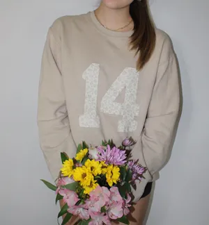 patchwork crewneck Tan thumbnail 1