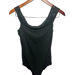 Gilligan & O'Malley Black Lace Trim Bodysuit M New thumbnail 2