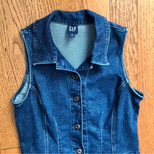 Gap Collared Mini Denim Shift Medium-Wash Casual Dress Women’s Size Medium thumbnail 4