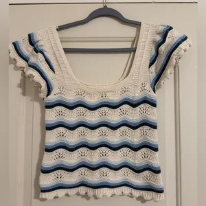 Jessica Simpson Crochet‎ Knit Crop Top Hippie Grandmacore Granola Festival thumbnail 1