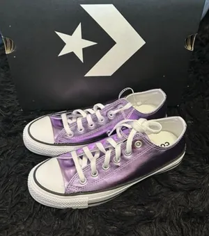 CONVERSE all Star purple metallic lace up low top shoes sneakers women’s 8.5 new thumbnail 5