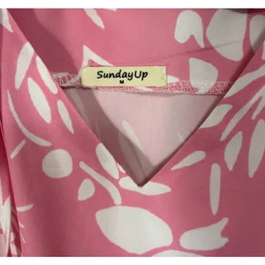 Sunday‎ Up Tiered Maxi Dress Sz M Pink Floral Boho Cottage Resortwear Vacation thumbnail 6