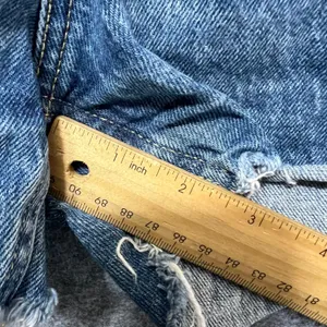 Free Assembly Denim Jean Shorts Raw Hem Blue Wash Womens Size 12 Cutoff‎ Frayed thumbnail 7