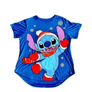 NEW Disney Stitch Blue Christmas T-shirt size 3XL thumbnail 1